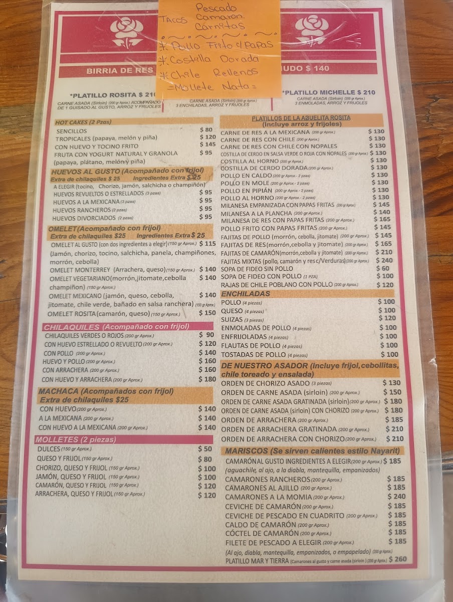 Restaurant Rosita Menu - Image 1